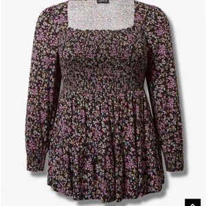 Babydoll Rayon Slub Smocked Tiered Top - size 1